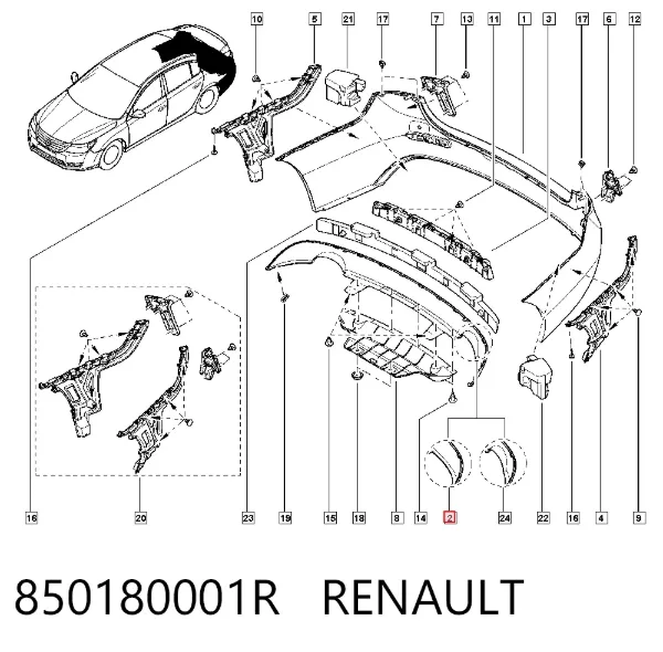 Parachoques trasero, parte inferior 850180001R Renault (RVI)