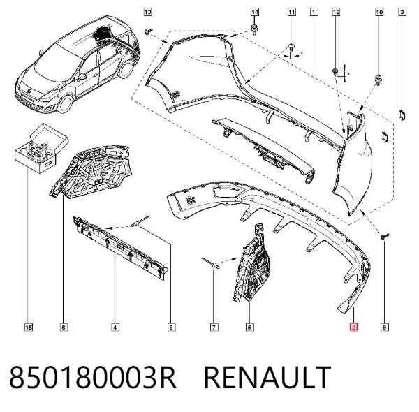 Parachoques trasero, parte inferior 850180003R Renault (RVI)
