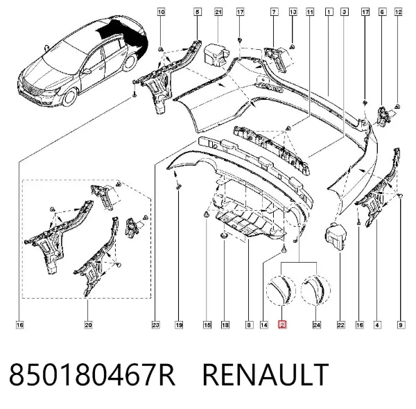 Parachoques trasero, parte inferior 850180467R Renault (RVI)