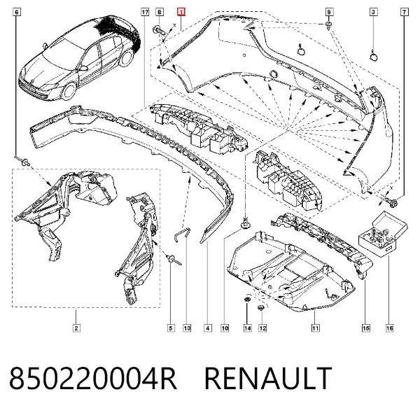 Parachoques trasero Renault Laguna III