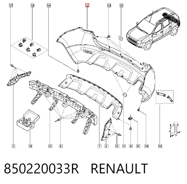 Parachoques trasero 850220033R Renault (RVI)