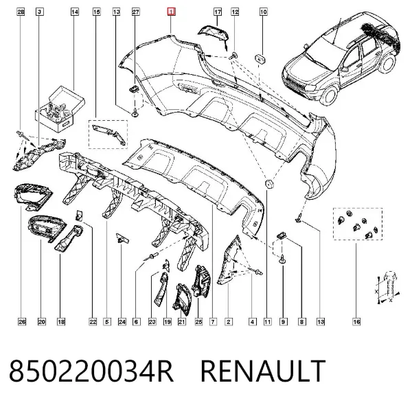 Parachoques trasero 850220034R Renault (RVI)