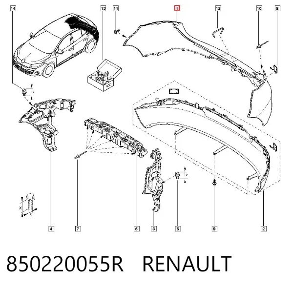 Parachoques trasero 850220055R Renault (RVI)