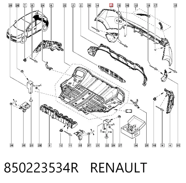 Parachoques trasero 850223534R Renault (RVI)