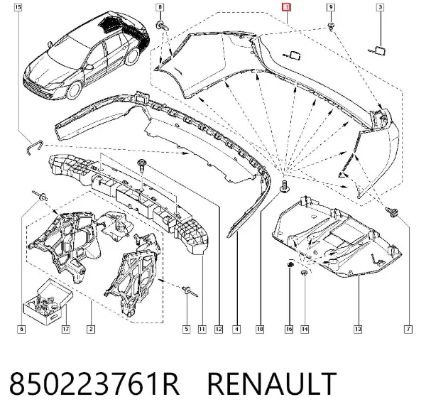 Parachoques trasero Renault Laguna III