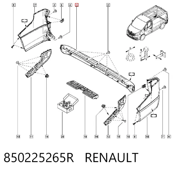 Parachoques trasero 850225265R Renault (RVI)