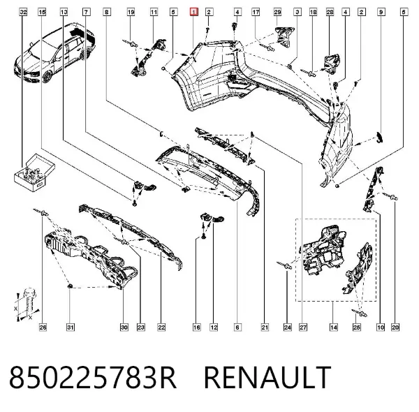 Parachoques trasero 850225783R Renault (RVI)