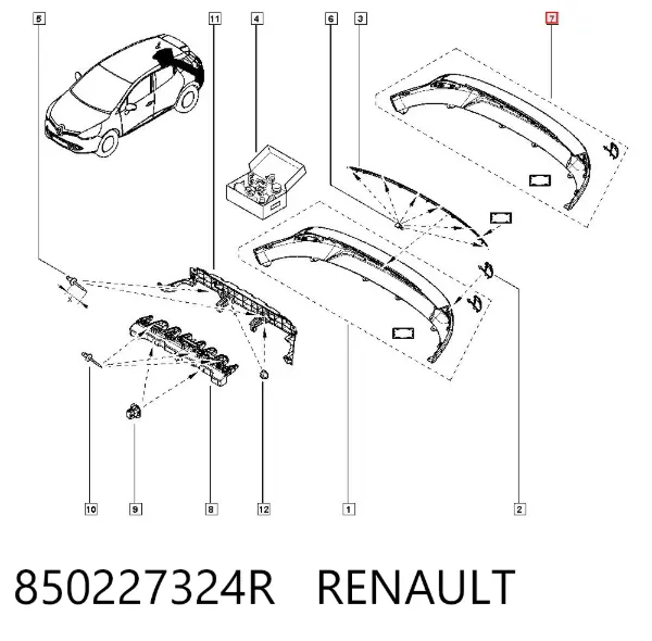 Parachoques trasero 850227324R Renault (RVI)