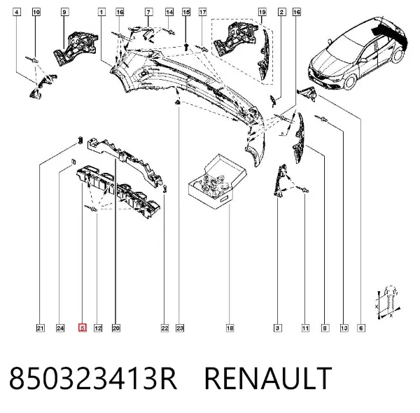 Soporte de parachoques trasero 850323413R Renault (RVI)