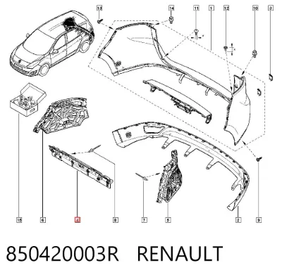 Soporte central del parachoques trasero RENAULT 850420003R