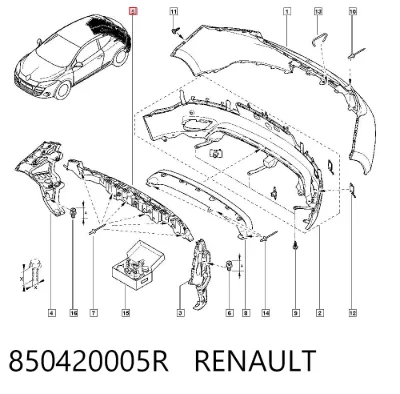 Absorbedor de parachoques trasero RENAULT 850420005R