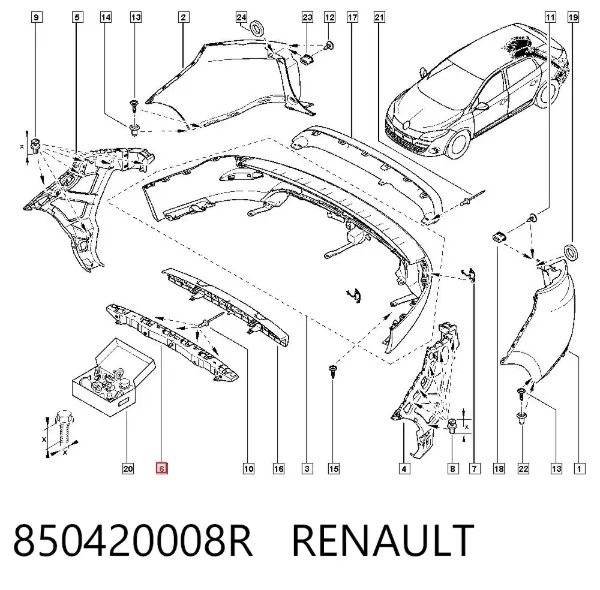 Soporte central del parachoques trasero 850420008R Renault (RVI)