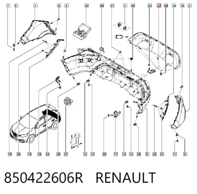 Soporte central del parachoques trasero RENAULT 850422606R