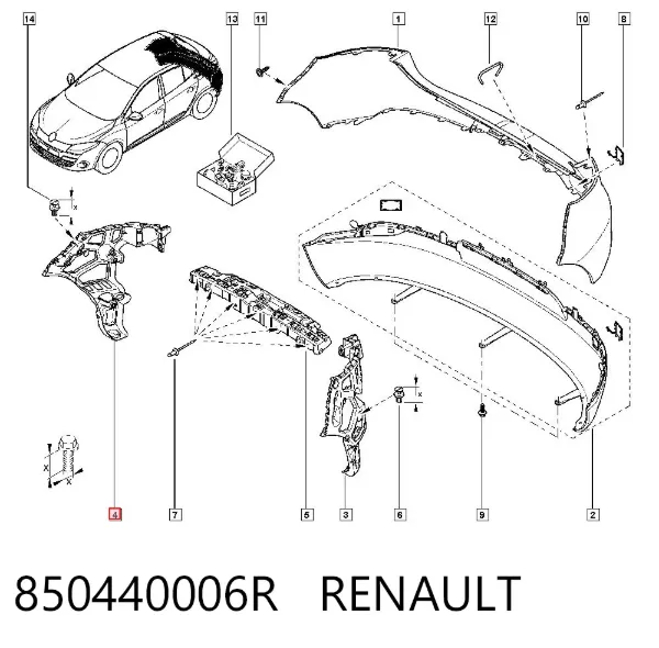 Soporte del parachoques trasero derecho 850440006R Renault (RVI)
