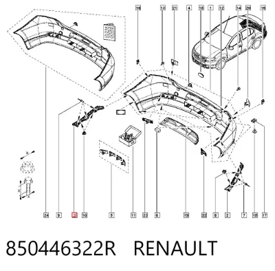 Soporte del parachoques trasero derecho RENAULT 850446322R