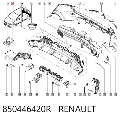 Soporte del parachoques trasero derecho RENAULT 850446420R