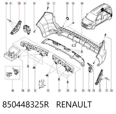 Soporte del parachoques trasero derecho RENAULT 850448325R