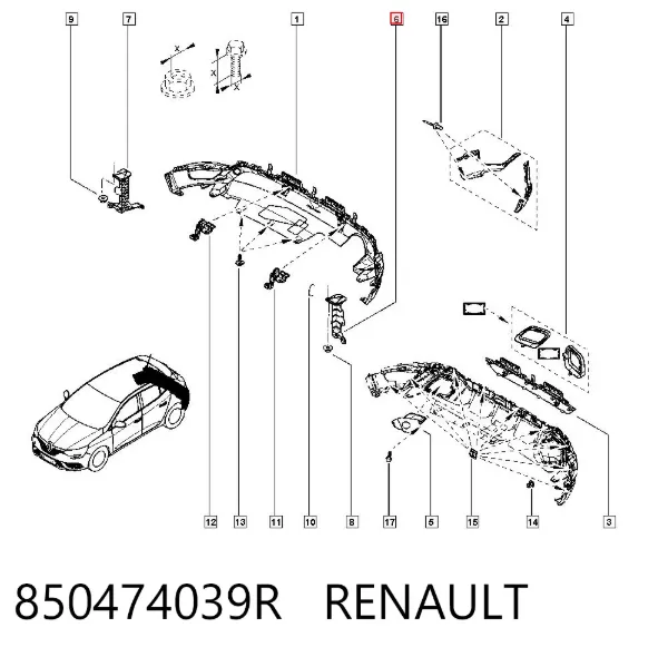 Soporte de parachoques trasero izquierdo 850474039R Renault (RVI)