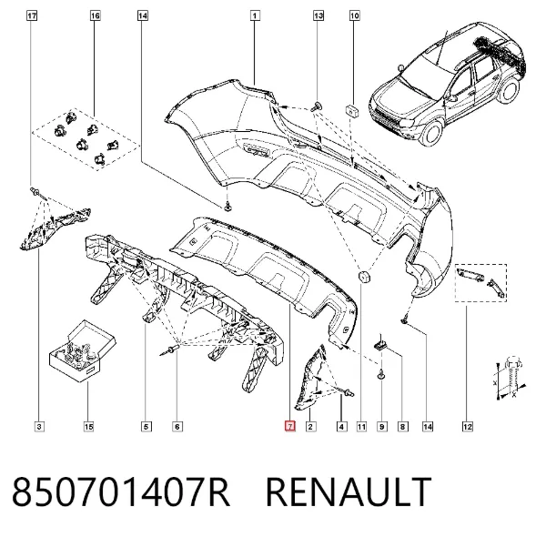 Protector parachoques trasero 850701407R Renault (RVI)