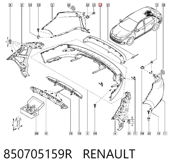 Protector parachoques trasero 850705159R Renault (RVI)