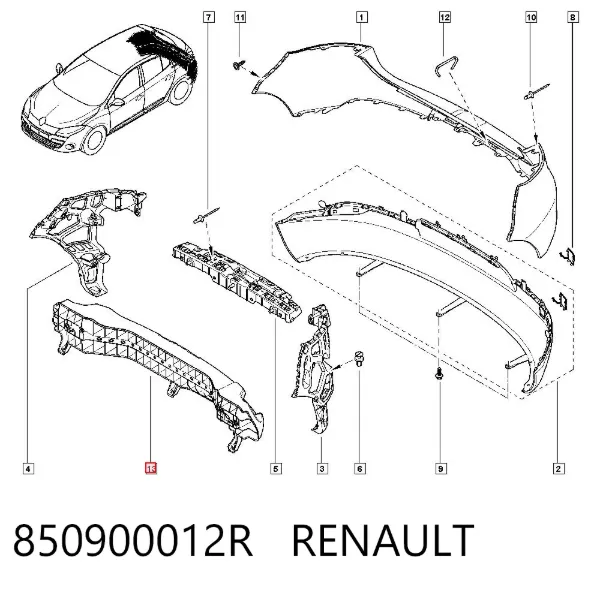 Refuerzo parachoques trasero Renault Fluence B3