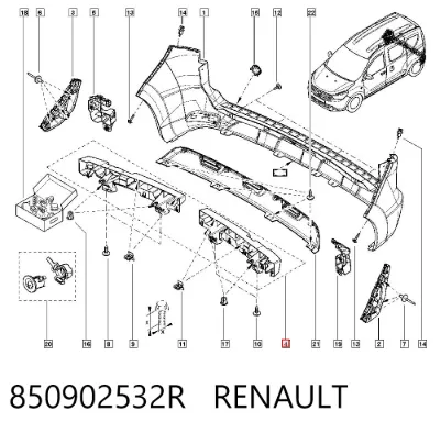 Absorbedor de parachoques trasero RENAULT 850902532R