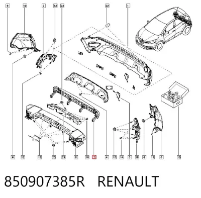 Absorbedor de parachoques trasero RENAULT 850907385R