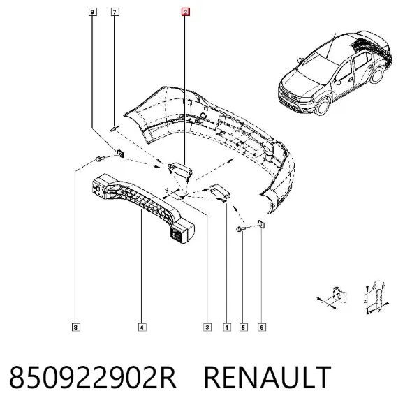 Absorbedor de parachoques trasero 850922902R Renault (RVI)