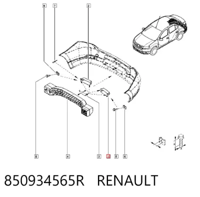 Absorbedor de parachoques trasero RENAULT 850934565R