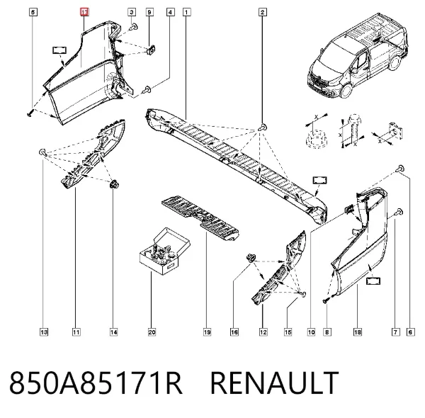 Parachoques trasero 850A85171R Renault (RVI)