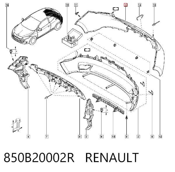 Parachoques trasero 850B20002R Renault (RVI)