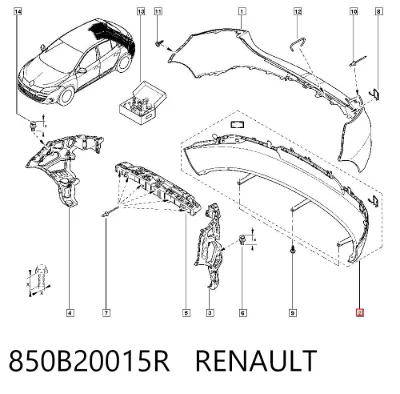 Parachoques trasero, parte inferior RENAULT 850B20015R