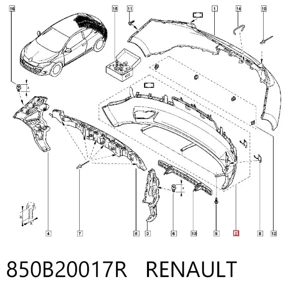 Parachoques trasero, parte inferior 850B20017R Renault (RVI)