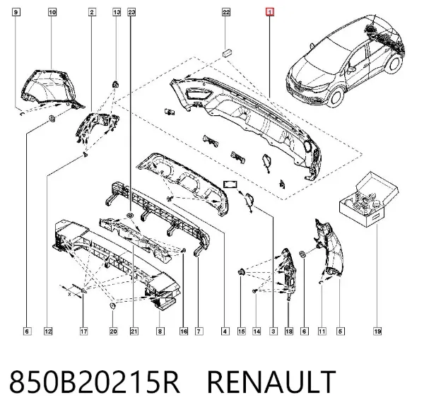 Parachoques trasero, parte inferior 850B20215R Renault (RVI)