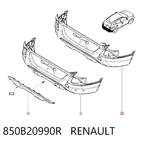 Parachoques trasero 850B20990R Renault (RVI)