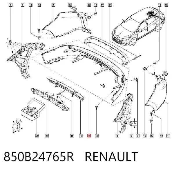 Parachoques trasero, parte inferior 850B24765R Renault (RVI)