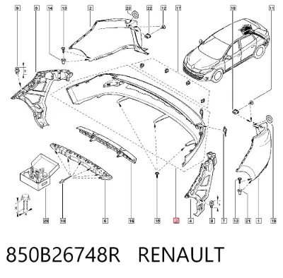 Parachoques trasero, parte inferior RENAULT 850B26748R