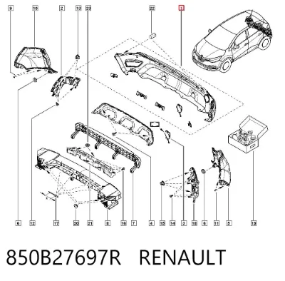 Parachoques trasero, parte inferior RENAULT 850B27697R