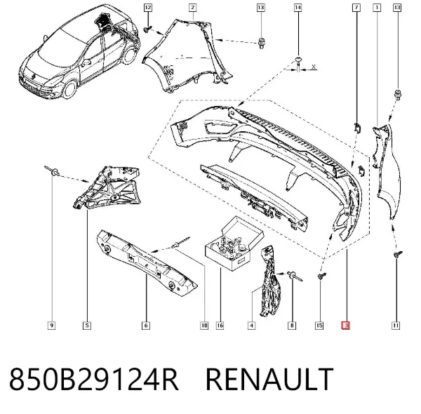 Parachoques trasero 850B29124R Renault (RVI)