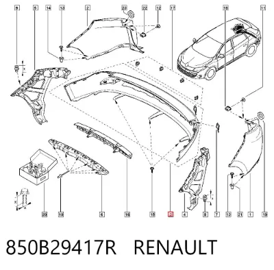 Parachoques trasero, parte inferior RENAULT 850B29417R