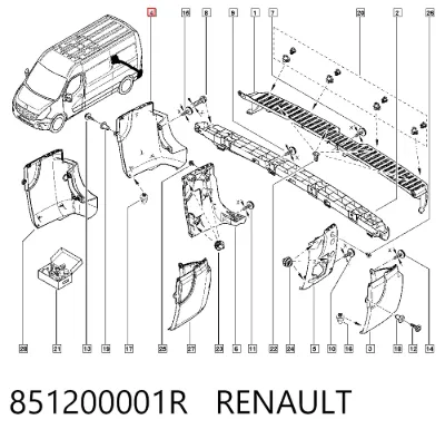 Parachoques trasero, parte derecha RENAULT 851200001R