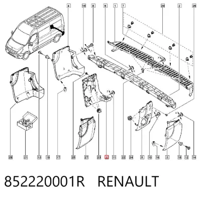 Soporte del parachoques trasero derecho RENAULT 852220001R