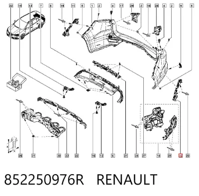 Soporte exterior izquierdo del parachoques trasero RENAULT 852250976R