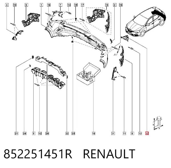 Soporte de parachoques trasero izquierdo 852251451R Renault (RVI)