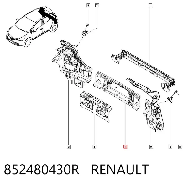 Panel del maletero trasero 852480430R Renault (RVI)