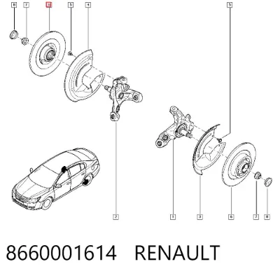Disco de freno trasero RENAULT 8660001614