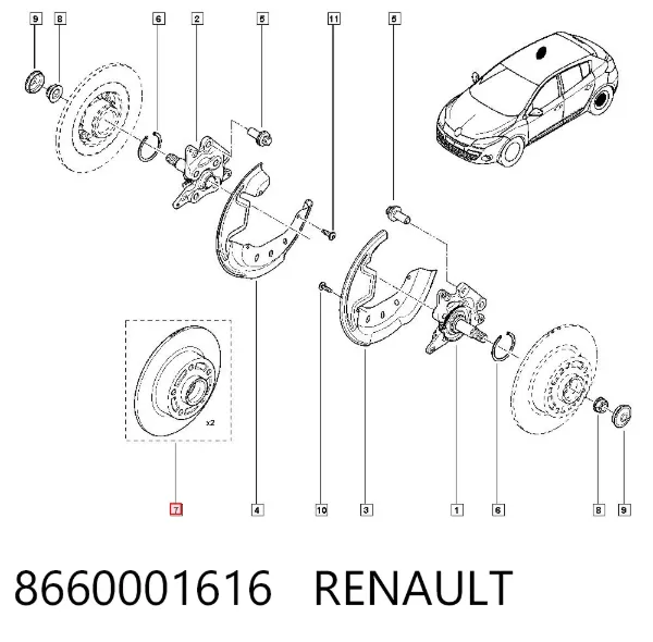 Disco de freno trasero 8660001616 Renault (RVI)