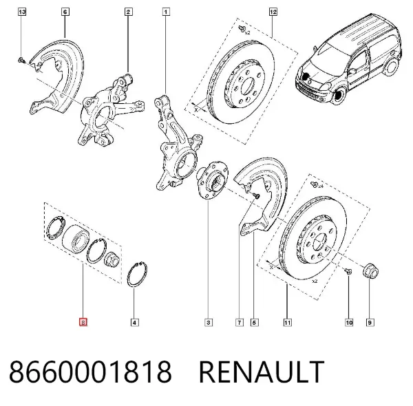 Cojinete de rueda delantero 8660001818 Renault (RVI)