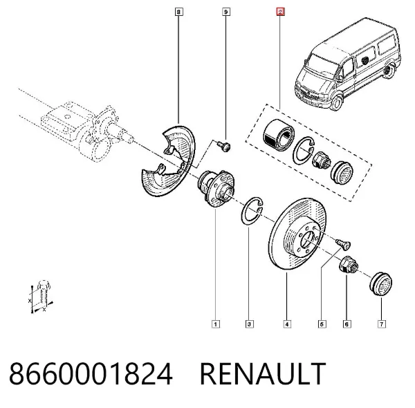 Cojinete de rueda 8660001824 Renault (RVI)