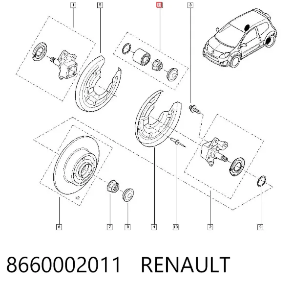 Cojinete de rueda 8660002011 Renault (RVI)